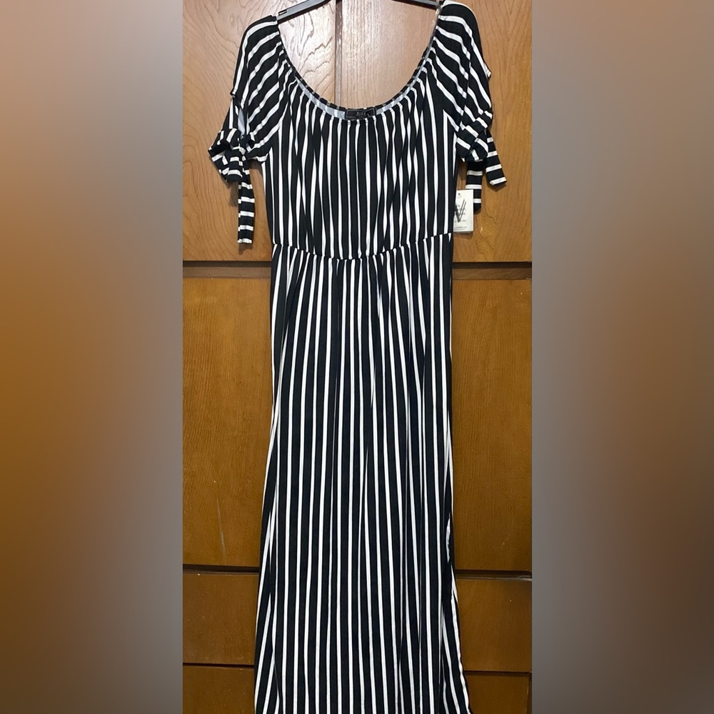 Maxi Black and White Striped Dress
